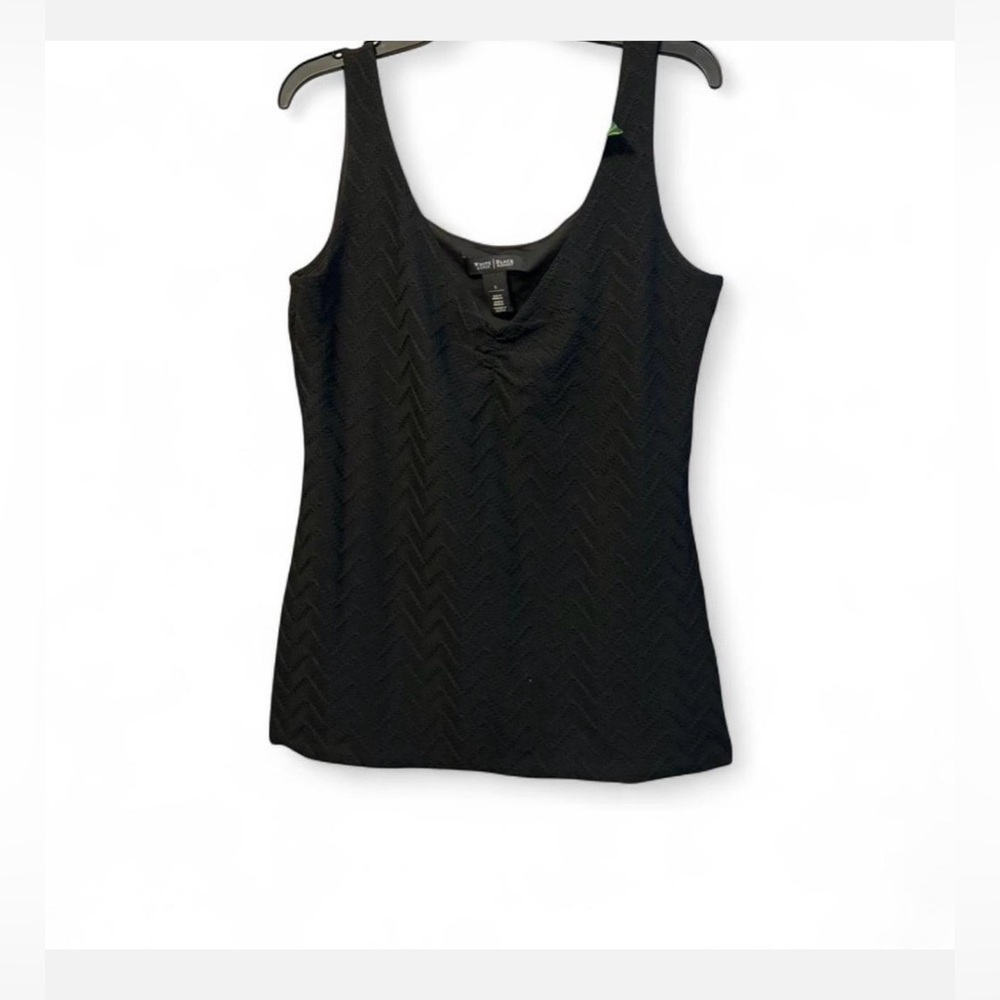 White House Black Market Black Textured V-Neck Tank